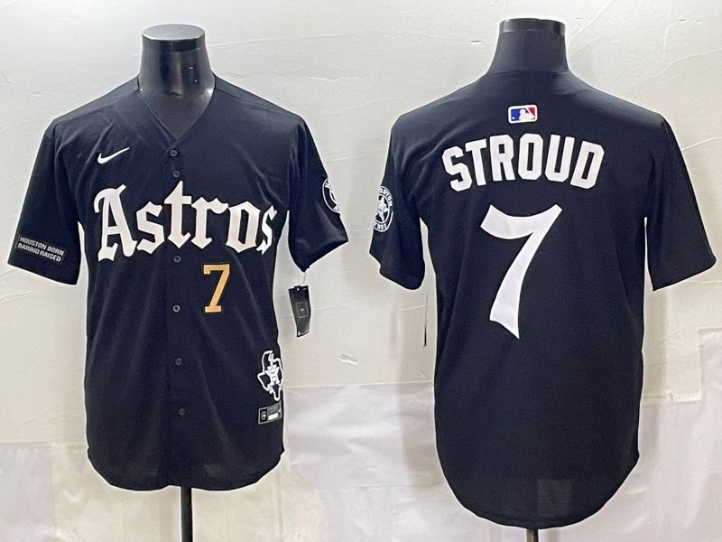 Men 2025 Houston Astros #7 Stroud Black Five generations Joint Name Nike MLB Jersey style 5->houston astros->MLB Jersey